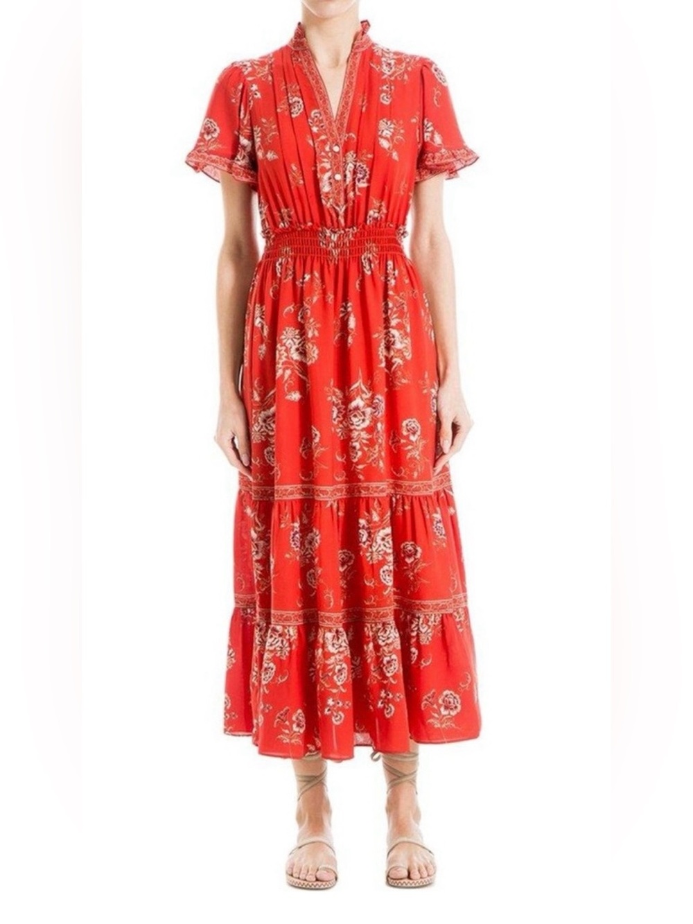 Max Studio Red Floral Maxi Dress
